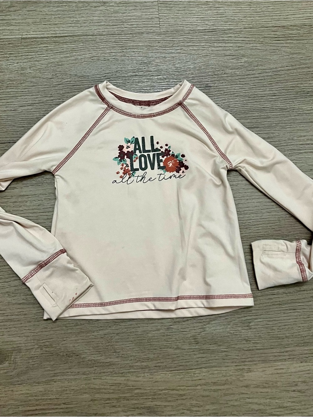 Nicole Miller Cream Long Sleeve Tee with Floral 'All Love' Graphic 4T